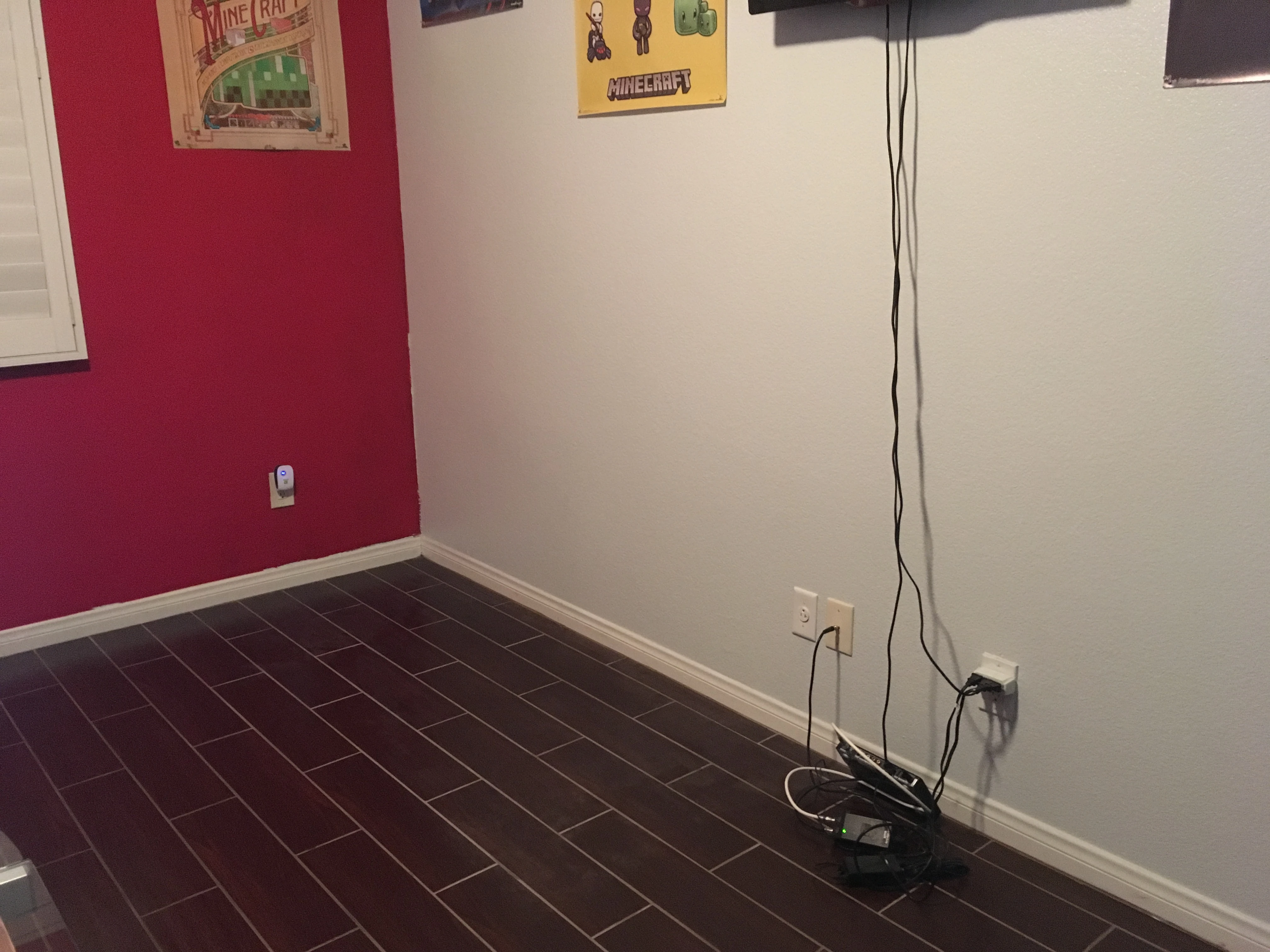 The room with the treadmill removed.